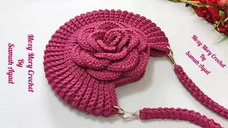 كروشيه حقيبه على شكل وردة الجورى ورده مجسمهcrochet Bag Bolsa De Gan Tığ Işi çanta Bolsa De 