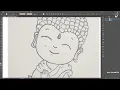Happy Vesak Day! Greetings with Little Buddha Line Art | Adobe Illustrator