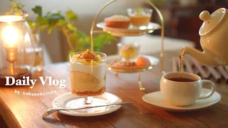 作って食べて、心ときめく秋の日々☕️🍂｜梨のミニタルトと小さなお茶会｜りんごパフェと柿プリン
