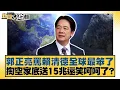 Lagu 郭正亮罵賴清德全球最笨了 掏空家底送15兆還笑呵呵了？【#新聞大白話】20260117 7｜#王鴻薇 #李永萍 #毛嘉慶 @tvbstalk