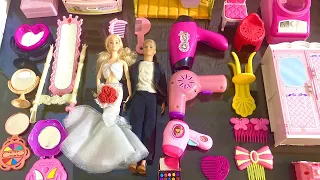 Satisfying Barbie Wedding Dress Accessories Hair Dryer Makeup Toys Playset
