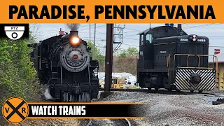 Amtrak and Strasburg Rail Road at Paradise Pennsylvania USA LIVE Train Camera PTZ