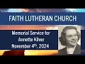 Memorial Service for Annette Kilver 24