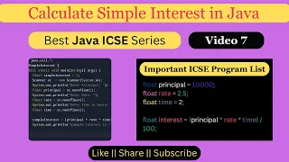 Java Program to Calculate Simple Interest Solved Class 10 ICSE Programs HIndi