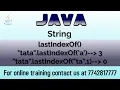 how to find index of last occurence of a character or string in java in hindi lastIndexOf java