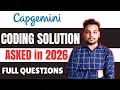 Actual Capgemini Coding Questions Asked in 2026 Capgemini Coding Previous Year Solutions