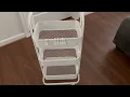 Merapi Mini 3 Tier Foldable Rolling Cart Metal Utility Cart with Wheels 3 Hanging Cups and 6 Hooks