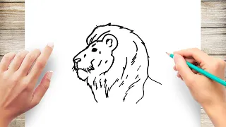 How to Draw Lion Head from Side View