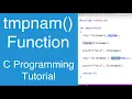 tmpnam Function To Create Temporary Filenames C Programming Tutorial