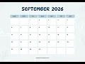 September 2026 Calendar Printable A4 US Letter Portrait Landscape Free September 2026