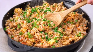Жареный РИС С КУРИЦЕЙ - лучше, чем из доставки (БЕЗ ВОКА, за 20 МИНУТ)