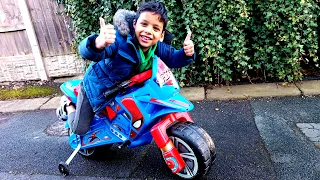 Little boy on Spiderman Bike | Ride On | Power Wheel Toy