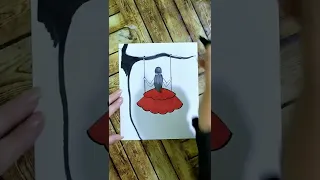 طريقه رسم بنت على المرجوحة 