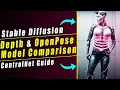 Stable Diffusion Controlnet Depth OpenPose Model Comparison In Depth Controlnet Extension