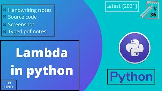 Lambda in python in Hindi python full course for beginners 2021