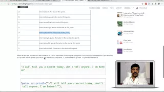 Java Basics Escape sequence in Java