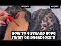 HOW TO 4 STRAND ROPE TWIST On DREADLOCK S