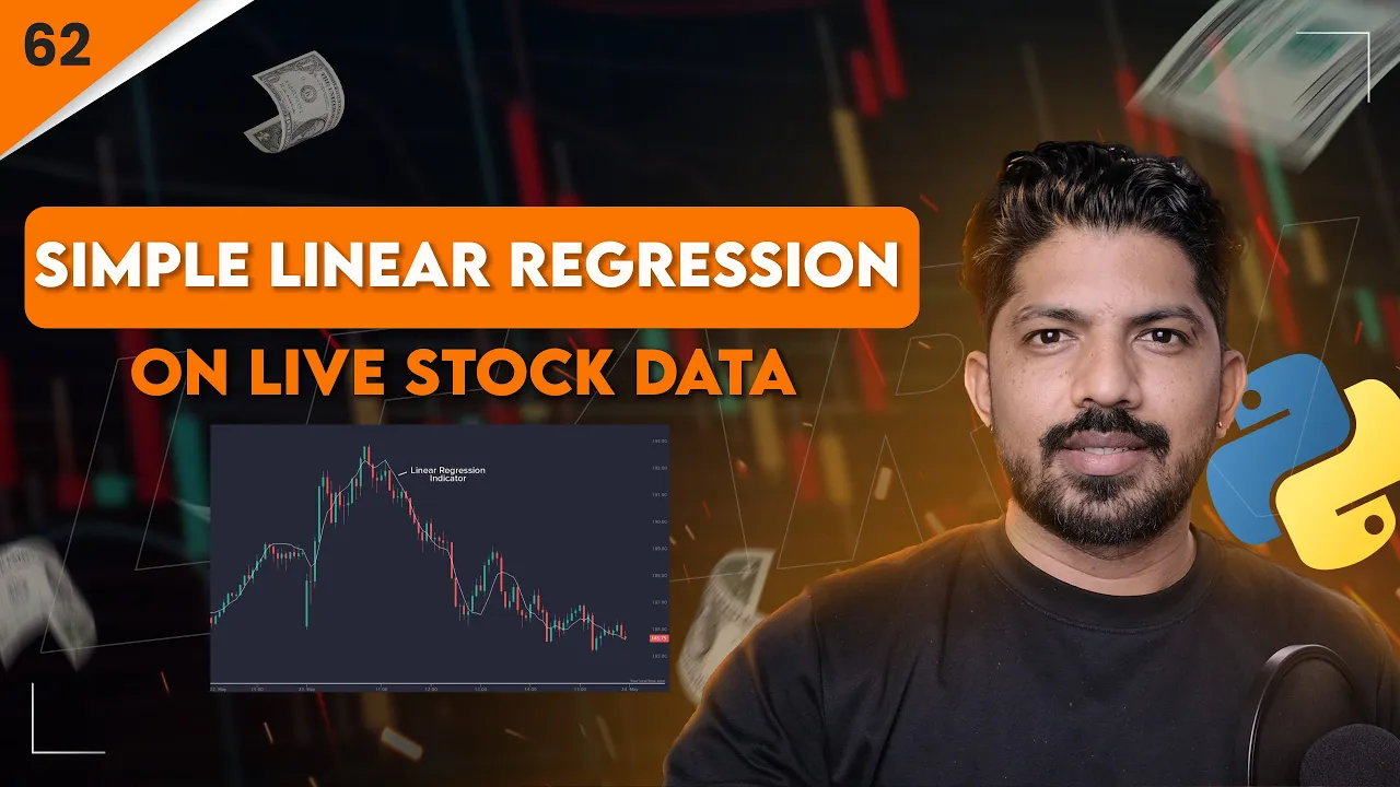 Simple Linear Regression on Live Stock Data 62/100 Days of Python Algo Trading
