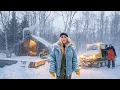 CRAZY Blizzard! Grooming Trails w/ Heavy Equipment, Demolishing Buildings \u0026 Hot Tent Camping 