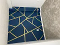 DIY Geometric Accent Wall Gold and Blue Just Paint