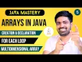 Arrays in Java Creation Declaration of Arrays Multidimensional Arrays For each Loop in Hindi
