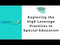Exploring the High Leverage Practices in Special Education