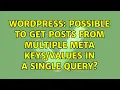 Wordpress Possible to get posts from multiple meta in a single query 2 Solutions