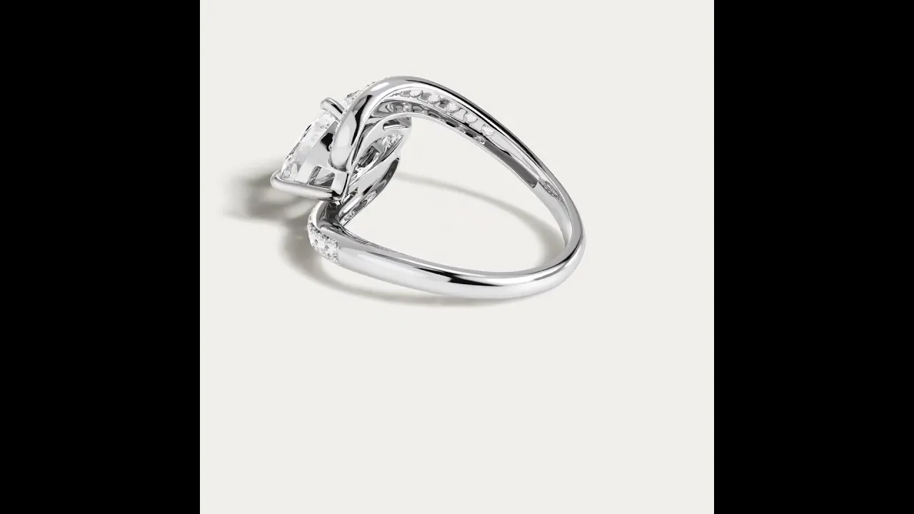 Carole丨Marquise Cut Lab Diamond Curved Pavé Halo Engagement Ring