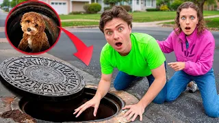 HER DOG STUCK in SEWER...will he be okay