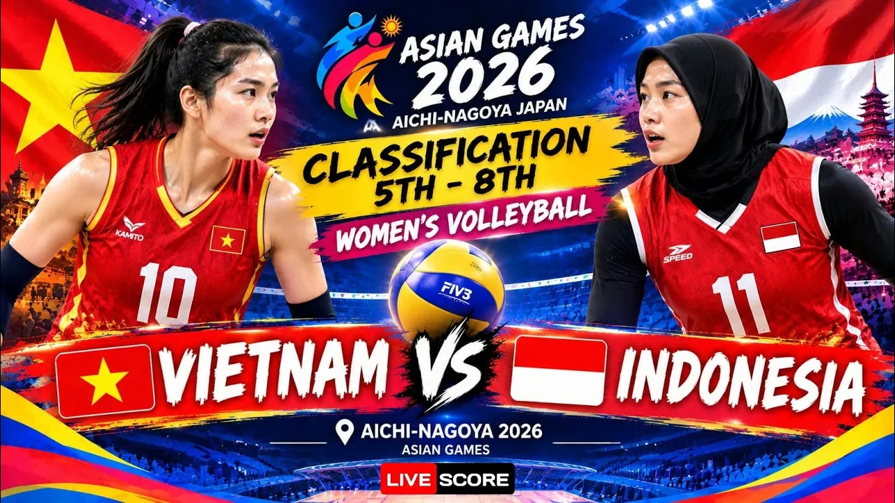 VIETNAM vs INDONESIA | Women's Volleyball LIVE Score Update | Asian Games 2026 - Classification