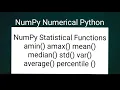 NumPy Numerical Python NumPy Statistical Functions