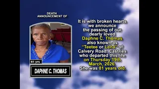 Daphne C Thomas Short Obituary