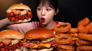 SUB)버거킹 신메뉴! 보일링씨푸드버거 먹방🦐🍔뉴욕 스테이크버거에 바삭킹 치즈스틱 어니언링 너겟까지 햄버거 치킨 꿀조합 Burger Chicken Mukbang ASMR