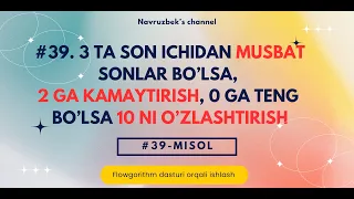 Flowgorithm 3 ta son ichidan musbat sonlar miqdorini topish