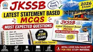 JKSSB Most Expected MCQs 2026 | Statement-Based MCQs | Exam Preparation| J&K General Awareness