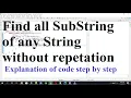Find all the substring of any string without repetitions