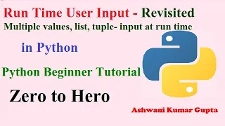 Python beginners tutorial in Hindi Urdu How to take user input list tuple at runtime in python