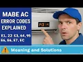 Mabe Air Conditioner Error Codes Explained E1 E2 E3 E4 E5 E6 E7 E9 EC
