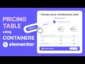 Pricing Table Using Containers and Tabs in Elementor - Switch Toggle Between Different Plans