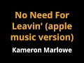 No need for leavin' - Kameron Marlowe (apple music edition)
