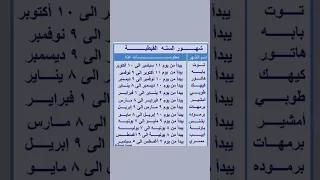اسماء واوقات الشهور القبطيه 