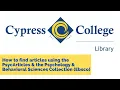 How to find articles using the PsycArticles the Psychology Behavioral Sciences Collection Ebsco