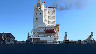 Almost completely empty rare CMA heading into port