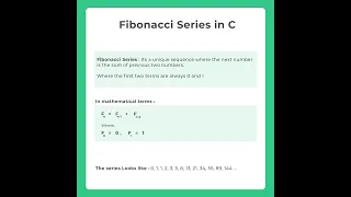 FIBONACCI SERIES AND LOOPING STATEMENT IN C PROGRAMMING