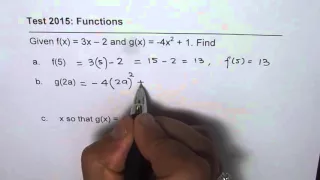 Understand Function Notation Test 1 Questions