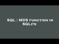 SQL MD5 function in SQLite