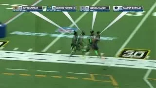 Saquon Barkley vs Leonard Fournette vs Ezekiel Elliott vs Alvin Kamara in the 40-yard dash 2018 NFL