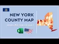 New York County Map in Excel - Counties List and Population Map