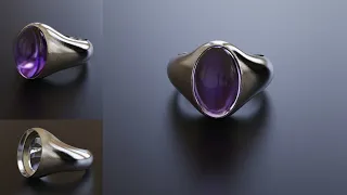 Oval Cabochon Ring 3D model with Python programming language CAD Rinoceros3D and Python Script