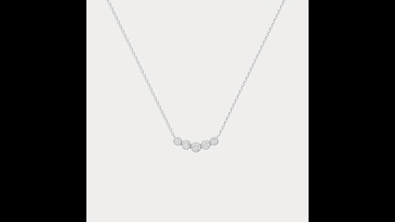 Five-Stone Bezel-Set Lab-Grown Diamond Bar Necklace in 14K Gold/Platinum